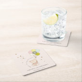 Dessous-de-verre Carré En Papier Blonon Ours Rose Bleu À Tout Âge Anniversaire (En situation)