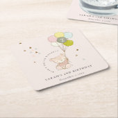 Dessous-de-verre Carré En Papier Blonon Ours Rose Bleu À Tout Âge Anniversaire (Incliné)