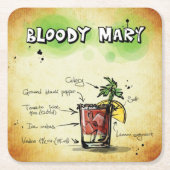 Dessous-de-verre Carré En Papier Bloody Mary Bartender Drink Recette (Devant)