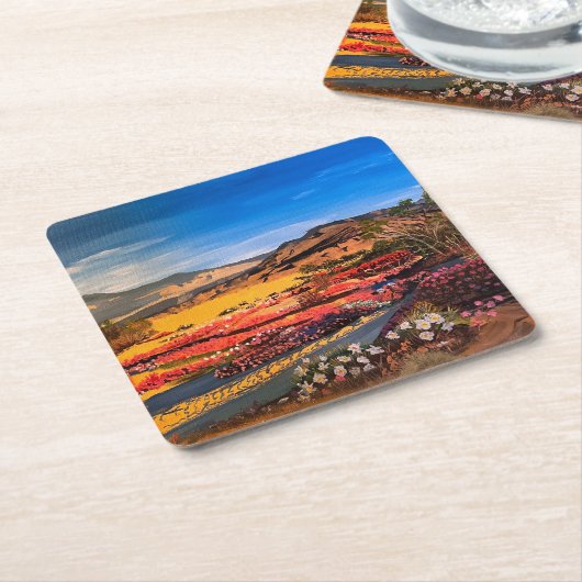 Dessous-de-verre Carré En Papier Bloom du désert, par Gary Poling (Incliné)