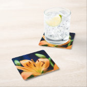 Dessous-de-verre Carré En Papier Blossom orange Lilly (En situation)