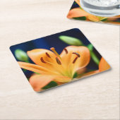 Dessous-de-verre Carré En Papier Blossom orange Lilly (Incliné)