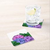 Dessous-de-verre Carré En Papier Blue and Pink Hydrangea Flowers (En situation)