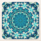 Dessous-de-verre Carré En Papier Blue Aqua Mandala Rosette Retro Hippie (Devant)