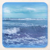 Dessous-de-verre Carré En Papier Blue Atlantic Ocean Waves Nuages Sky Photographie (Devant)
