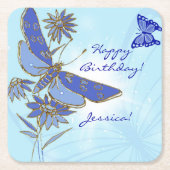 Dessous-de-verre Carré En Papier Blue Butterfly (Devant)