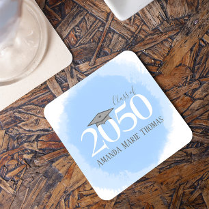 Dessous-de-verre Carré En Papier Blue Custom Graduation Party Moderne