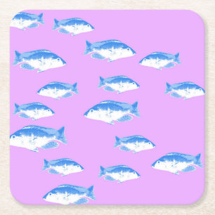 Dessous-de-verre Carré En Papier Blue fish on lilac
