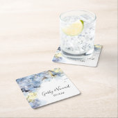 Dessous-de-verre Carré En Papier Blue Hydrangea Fleurs Mariage d'aquarelle (En situation)