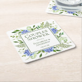 Dessous-de-verre Carré En Papier Blue Hydrangeas Couples Douche (Incliné)
