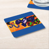 Dessous-de-verre Carré En Papier Blue Jay Automne Gold Magnet Enregistrer la date (Incliné)