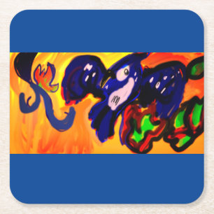 Dessous-de-verre Carré En Papier Blue Jay Automne Gold Magnet Enregistrer la date