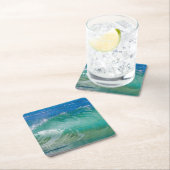 Dessous-de-verre Carré En Papier Blue Ocean Summer Beach Waves (En situation)
