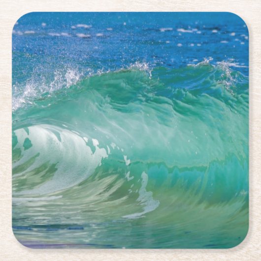 Dessous-de-verre Carré En Papier Blue Ocean Summer Beach Waves (Devant)