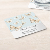 Dessous-de-verre Carré En Papier Blue Skies & Butterflies Wedding  (Incliné)