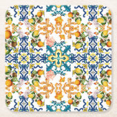 Dessous-de-verre Carré En Papier Blue Tiles Mediterranean Pattern (Devant)