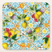 Dessous-de-verre Carré En Papier Blue Tiles Mediterranean Pattern (Devant)