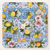 Dessous-de-verre Carré En Papier Blue Tiles Mediterranean Pattern  (Devant)