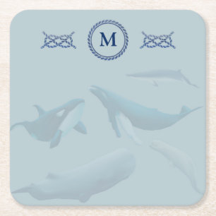 Dessous-de-verre Carré En Papier Blue Whales