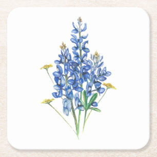 Dessous-de-verre Carré En Papier Bluebonnets et Fleurs sauvages