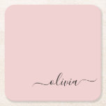 Dessous-de-verre Carré En Papier Blush Dusty rose moderne Script Girl Monogramme No<br><div class="desc">Blush Dusty Rose Simple Script Monogramme Nom Dessous de verre papier. Cela fait le cadeau parfait de remise de diplômes,  anniversaire,  mariage,  douche nuptiale,  anniversaire,  baby shower ou bachelorette pour quelqu'un qui aime le luxe glam et les styles chic.</div>