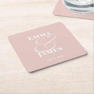 Dessous-de-verre Carré En Papier Blush Minimalist Ampersand Mariage Inversé