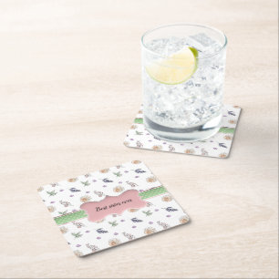 Dessous-de-verre Carré En Papier Bohème Chic Rose Floral Soeur Boho Gif