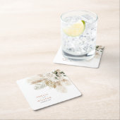 Dessous-de-verre Carré En Papier bohème pampas herbe mariage (En situation)