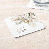 Dessous-de-verre Carré En Papier bohème pampas herbe mariage (Incliné)