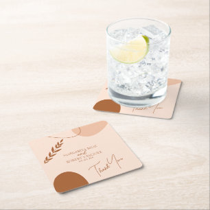 Dessous-de-verre Carré En Papier Bohemian Tan Brown Mariage Couples Merci