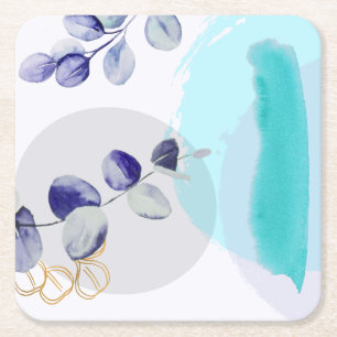 Dessous-de-verre Carré En Papier Boho botanique cyan violet