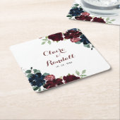 Dessous-de-verre Carré En Papier Boho de luxe coloré Mariage Floral (Incliné)