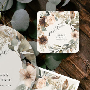 Dessous-de-verre Carré En Papier BOHO Floral Fall Autumn Folift Muted Mariage