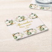 Dessous-de-verre Carré En Papier Boho Pumpkin Pampas Grass Élégant Shower de Mariée (Incliné)