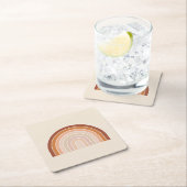 Dessous-de-verre Carré En Papier Boho Rainbow Beige Terracotta (En situation)