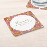Dessous-de-verre Carré En Papier Boho Script Ochre rose Fête des mariées florale pe<br><div class="desc">Boho Script Earthy Ochre Orange Floral Fête des mariées Carré personnalisé Dessous de verre papier</div>
