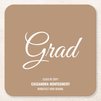 Dessous-de-verre Carré En Papier Boho Tan Modern Graduation Party