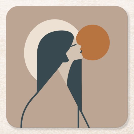 Dessous-de-verre Carré En Papier Boho Woman Sun (Devant)