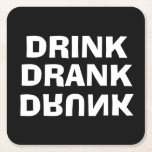Dessous-de-verre Carré En Papier Boire Boire Noir ivre<br><div class="desc">Boire Boire et le travail Drunk à l'envers sur ces dessous de verre de papier lourd. Nous affichons la police blanche sur l'arrière - plan noir, mais vous pouvez la changer en n'importe quelle couleur arrière - plan, n'importe quelle police, n'importe quelle couleur de police. Un cadeau amusant pour la...</div>