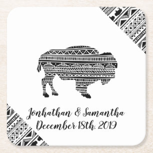 Dessous-de-verre Carré En Papier Boire des casseroles Boho Buffalo Tribal Motif Boh