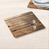 Dessous-de-verre Carré En Papier Bois de grange rustique en détresse petite abeille (Incliné)