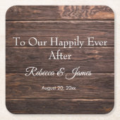 Dessous-de-verre Carré En Papier Bois rustique unique avec bonheur (Devant)