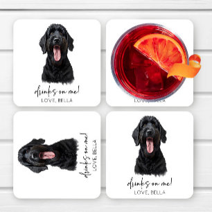 Dessous-de-verre Carré En Papier Bois Sur Moi ! Mariage de chien de Terrier russe n