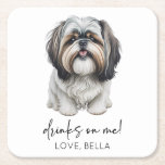 Dessous-de-verre Carré En Papier Bois Sur Moi ! Shih Tzu Chien Mariage animal de co<br><div class="desc">Ce sont des boissons sur moi ! Shih Tzu Chien Mariage Dessous de verre de papier pour animaux de compagnie!</div>