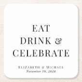 Dessous-de-verre Carré En Papier Boisson moderne pour manger Célébrer le Mariage (Devant)