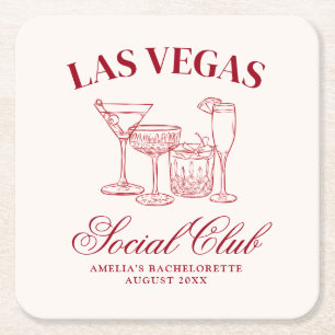Dessous-de-verre Carré En Papier Boissons Amoureuses Club Social d'Enterrement de V