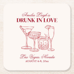 Dessous-de-verre Carré En Papier Boissons Amoureuses Enterrement de Vie de Jeune Fi
