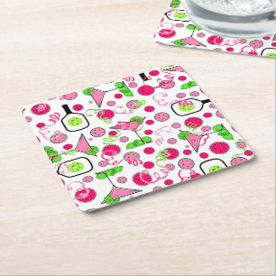 Dessous-de-verre Carré En Papier Boissons et cocktails Pickleball Dinks & Drinks Ro