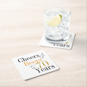 Dessous-de-verre Carré En Papier Boissons et félicitations pour la fête des 70 ans