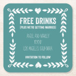 Dessous-de-verre Carré En Papier Boissons gratuites Se marier Sauvez le Dessous de<br><div class="desc">Une façon sûre de s'assurer que tout le monde vient à votre mariage est de promettre un open bar. Quelle meilleure façon de faire enregistrer la date à vos invités qu'une boisson gratuite sauf le dessous de verre de la date?</div>